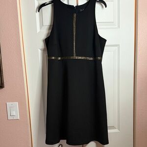 Jessica Simpson Black A Line Dress with Gold Detailing size 12